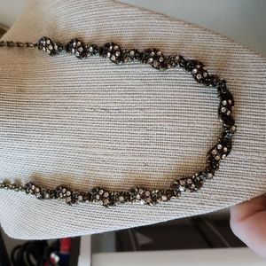 Signed Michal M. Negrin Vintage  Flower Swarovski  Crystal Garnet Necklace